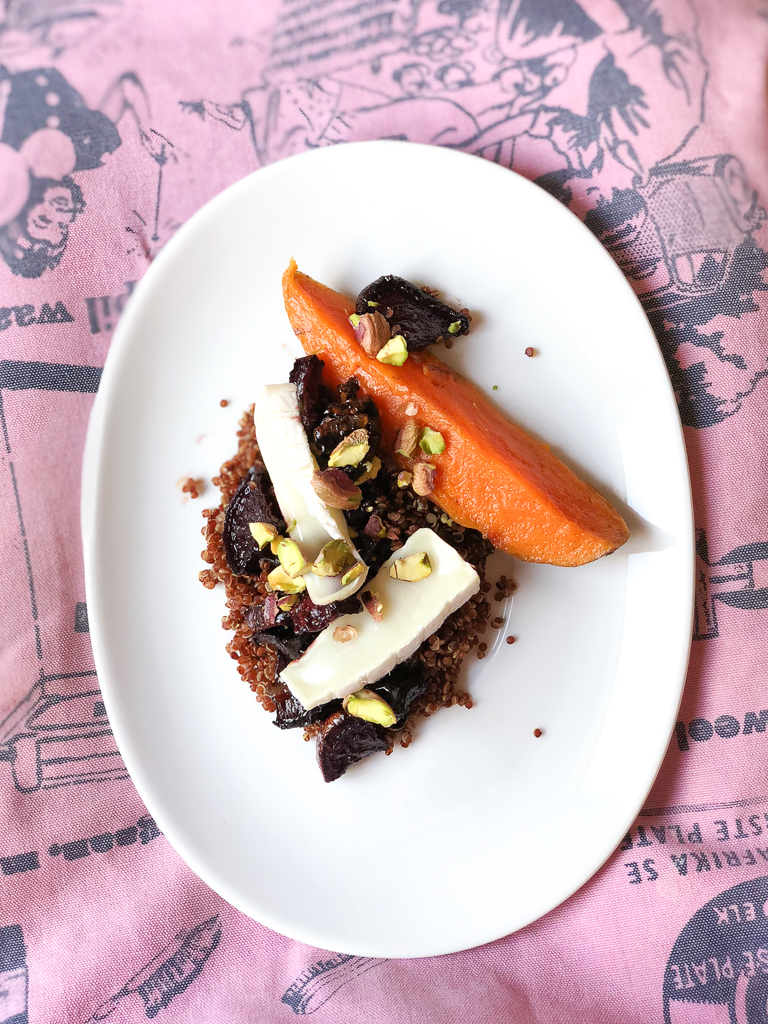 Red Quinoa, Sweet Potato and Balsamic Roasted Beetroot Salad